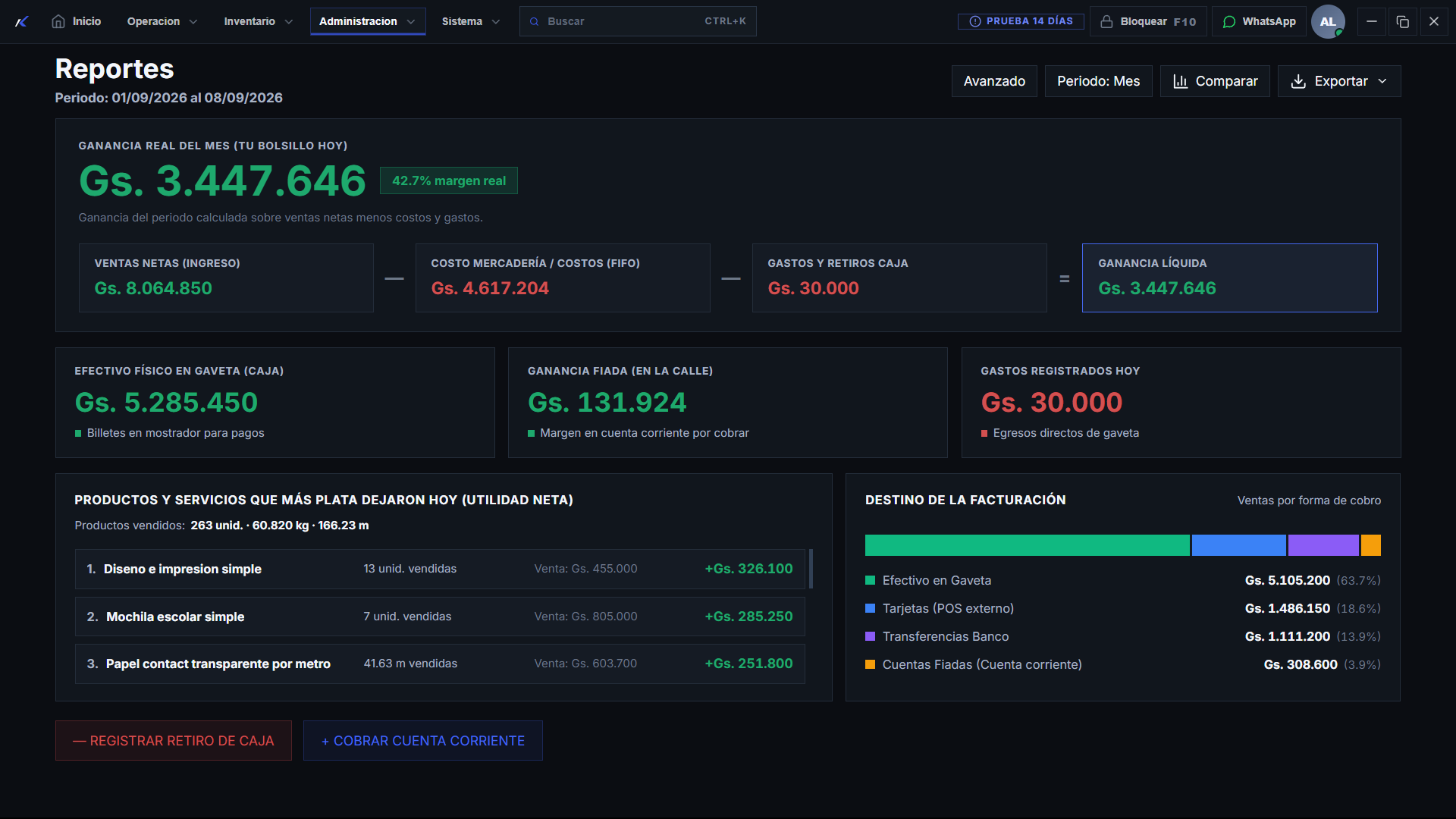 Captura de Kembriq POS - Ganancia neta al guaraní exacto: no pierdas con la suba de precios.